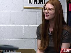 jane rogers petite blonde employee caught shoplifting in office