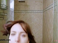 Sweet Teen 18+ Brunette Takes Shower Before Daddy Massage on Sofa in Casting Interview