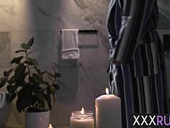 big ass milf leana lovings gives husband nuru massage before riding his monster cock hard