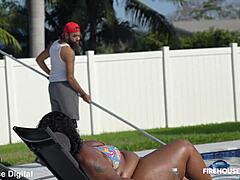 oh man, this new pool boy totally scored with that bbw ebony ridin his big black cock