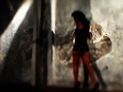 Watch her flirtatiously tug on his tie while giving him an upskirt of her pantyless butt