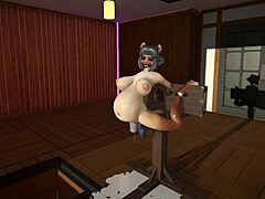 Furry Cat Dildoes Leading to Explosive Cum Inflation Action!