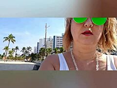 Farol Na Praia with Mature Milf Showing Big Natural Tits and Pussy Lips