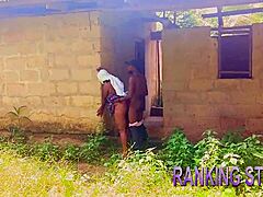 African BBW bends over for big black cock doggystyle pounding with deepthroat blowjob