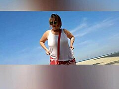 Farol Na Praia with Mature Milf Showing Big Natural Tits and Pussy Lips