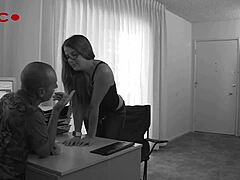 Anita Blue with big tits sucks huge cock for titty fuck. She takes deepthroat blowjob and facial cumshot in first time assfucking with gaping asshole.