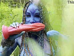 hey avatar monika fox can you show me your big prolapse with hard dildo anal and pussy fuck squirting in nature