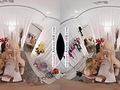 Naughty America Bianca Burke Kit Mercer & Rachael Cavalli Take Big Cock in Dressing Room With Blowjob and Titty Fuck