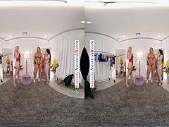 Naughty America Bianca Burke Kit Mercer & Rachael Cavalli Take Big Cock in Dressing Room With Blowjob and Titty Fuck