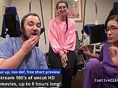 Girl journalist interrupted! Kitty Catherine screams in hospital with nurse fetish and vibrator toys!
