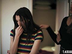 hey gizelle blanco spies on maya woulfe and hazel moore hiding in room with interested attention 😏