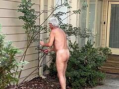 hey, check out nakedman15 getting wild with naked gardening in the outdoor public space
