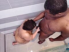 Sloppy Queen Delivers Intense Black Booty Shower Sex with Deepthroat and Squirting!