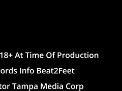 Giggles feet splash wet at the beach with black long hair natural tits and barefoot fetish close up!