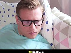 Why not let this masked woman with huge tits and booty seduce the bespectacled stud for squirting sex?