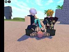 Roblox character Miku appears in a group setting.