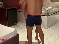 I... uh, watch this cute brazilian blonde wife in lingerie giving blowjob to cuckold's friend