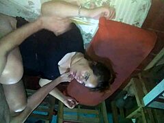 my latina girlfriend and i get intimate at night as she sucks me missionary style while i play with her tits