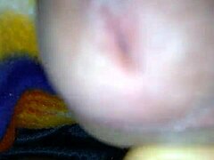 She lay in bed fingering her pussy. Then gave a quick handjob to his monster cock.