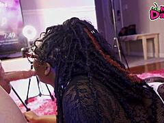 Ebony Whore Contrasts by Inhaling White Daddy Cock with Deepthroat and Wet Pussy Action in Interracial Scene