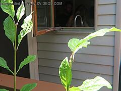 Nikki gets fucked from behind in doggystyle position highlighting her big boobs and tits during intense fucking session