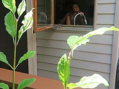 Nikki gets fucked from behind in doggystyle position highlighting her big boobs and tits during intense fucking session