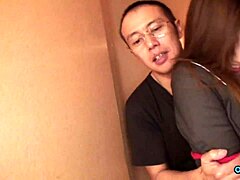 a shaggy-haired secretary in pantyhose enjoys group play with toys after office hours