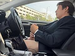 uhh, i'm just stroking my huge dick in the car... feels so good, ya know?