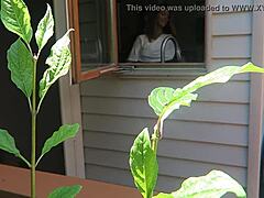 Nikki gets fucked from behind in doggystyle position highlighting her big boobs and tits during intense fucking session