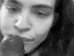 oh man, i'm deepthroating this huge bbc dildo, sucking it close up with all that sloppy action and latina flair