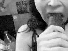 oh man, i'm deepthroating this huge bbc dildo, sucking it close up with all that sloppy action and latina flair