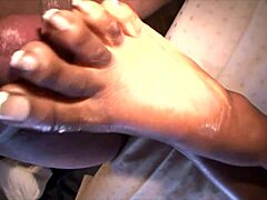 oh wow, my soft feet made his thick black cock explode with pleasure from that intense footjob!