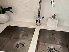 mom was away, so her best friend from upstairs came for salt and ended up with my cock in homemade milf blowjob