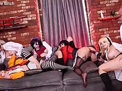 kakegurui group sex features 5 girls and 2 boys in wild cosplay