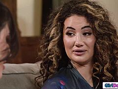 my girlfriend's big tits looked so tempting that i just had to suck them.