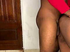 Ebony booty contrasts nice ass in super hot doggy style