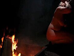 naked curvy beauty in forest sucking cock wildly!