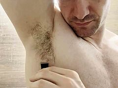 Trimming Sweaty Hairy Armpits and Chest After Gym for Photoshoot Prep