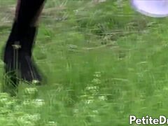 Adorable Barely Legal Evelyn Teases Her Petite Pussy in Outdoor Solo Masturbation Session