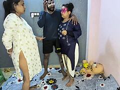 why desi indian maa and beti get chudai in exclusive threesome with rimjob and cum on ass?