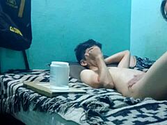 The massage offers half pleasure for a skinny boy in an intimate sensual session. He enjoys the relaxing touches fully.