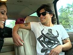 Cougar Gives Blowjob Sucking Young Dick In Back Of SUV Car