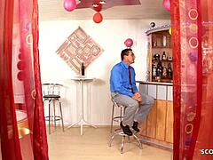 German Blonde Teen in Vintage Taboo Gets Facial Cumshot from Stepfather in Classic European Scene