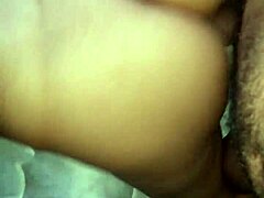 Ebony bends over for big black cock pounding her pussy doggystyle hard.