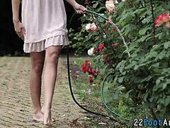 Man, this kinky slut's footjob ends in hot cumshot