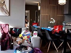 Super sexy tattooed brunette cheerleader teases upskirt pussy in bathroom miniskirt solo