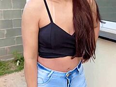 Pretty mature brunette milf moans rough outdoor sex with builder cock