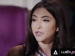 Busty cheerleader Gabbie Carter roughly fucks hairy student Jane Wilde after stealing her spot, spanking and rimming her beaver