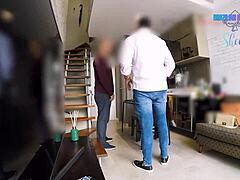 Cuckold Watches Wife Fuck Hired Security In See-Through Outfit