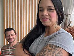 Milf fitness fucks big cock lover cuckold husband watches closeup